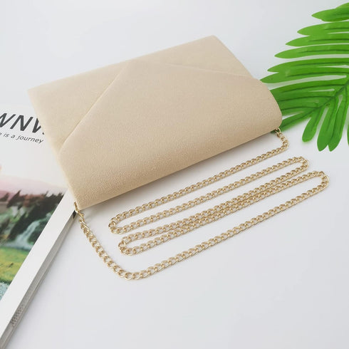 Evening Bags Women Clutch Purse Faux Suede Small Cute Classic Envelop Crossbody Handbag for Formal Wedding Party with Chain...