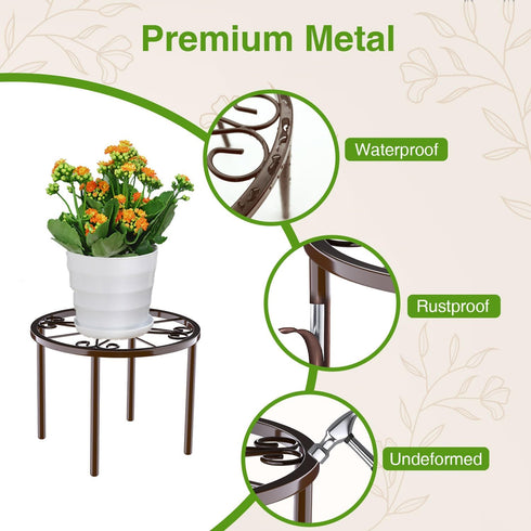 1 PCS Plant Stand,-Heavy Duty Metal Stand Decorates Plants, Anti-Rust Flower Pot Stand, Round Plant Rack for Room Indoor and Outdoor Courtyard,Gar...