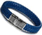 FIBO STEEL Stainless Steel Braided Leather Bracelet Cuff Bracelet for Men 7.5-8.5 inches...