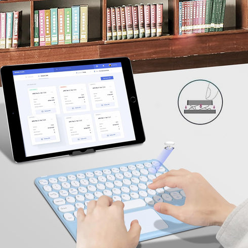 Bluetooth Keyboard,10-inch Wireless Bluetooth Keyboard with Touchpad for iPad Ultra-Slim Small Portable Rechargeable Keyboard with Trackpad for iP...
