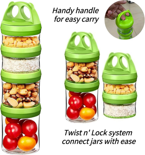 SELEWARE Portable Stackable Food Storage Containers for Snacks Formula Powder and Drinks Twist Lock System Airtight Leak-proof BPA and Phthalate F...