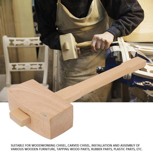 13.8'' Beech Wood Mallet, Manual Ice Hammer Mallet Solid Carpenter Wooden Hammer, Woodworking Carving Mallet Woodworking Hand Tool...