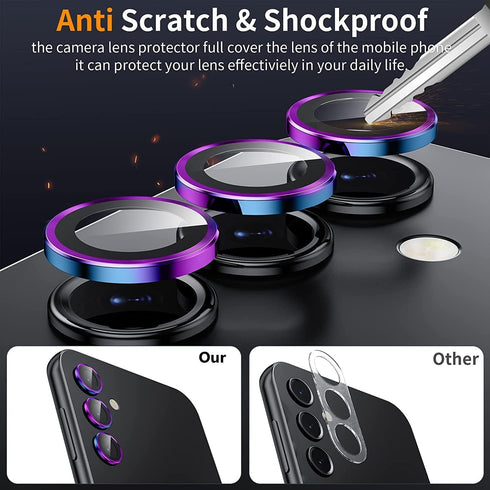(2 Set for Samsung Galaxy A55 5G Camera Lens Protector, Scratch-Resistant HD Clarity Ultra-Thin 9H Tempered Glass with Aluminum Edging, Individual...
