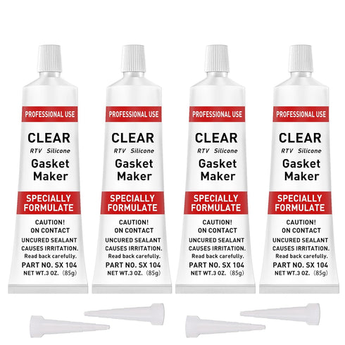 RTV Silicone Gasket Maker, High Temp Silicone Resist Oil, Anti-Freeze RTV Silicone Sealant for Engines, Gearboxes, Pumps, Superchargers (Transpare...