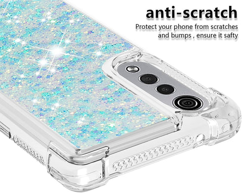 Compatible with LG Velvet Case, Glitter Case Bling Sparkle Liquid for Women Girls Luxury Flowing Quicksand Clear Phone Case Cover for LG Velvet Bl...
