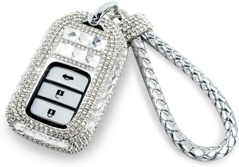 Car Key Shell Fob Key Cover with Bling Rhinestones For Honda Civic Accord CRV HRV...