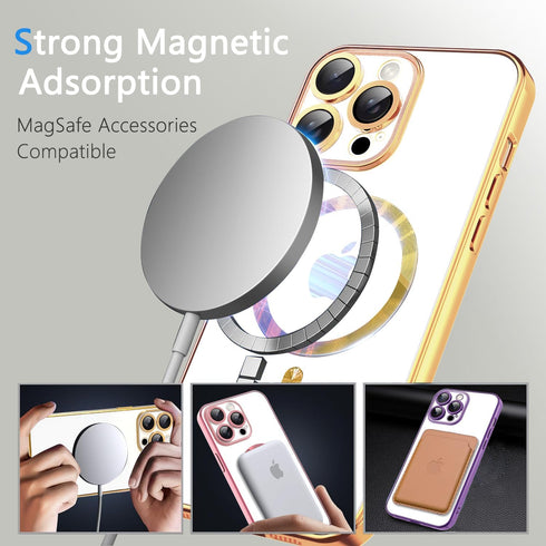 Misscase iPhone 13 Pro MagSafe Case with Camera Protector, Clear Magnetic Anti-Scratch Cover - Gold......