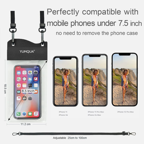 Large Waterproof Phone Pouch 2 Pack, IPX8 Waterproof Cell Phone Case Dry Bag Compatible with iPhone 15 14 13 12 11 Pro Max/8 Plus Galaxy S23 Ultra...