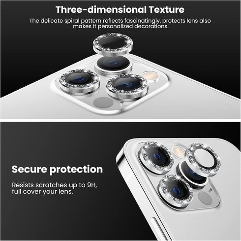 Tensea for iPhone 13 Pro - iPhone 13 Pro Max Camera Lens Protector, 9H Tempered Glass Camera Cover Screen Protector, Metal Individual Ring for iPh...