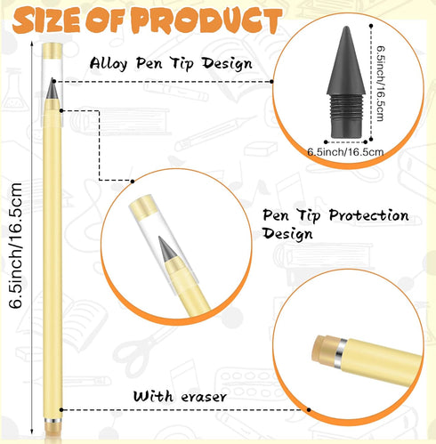 30 Pcs Inkless Pencil Everlasting Reusable Pencil with 30 Nibs Pencil with Eraser Eternal Aesthetic Inkless Pencil for Writing Drawing Home Office...