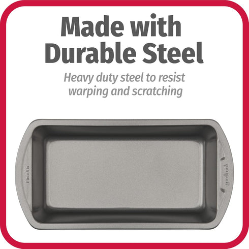 GoodCook Set of 2 Medium 8" x 4" Nonstick Steel Bread Loaf Pans, Gray (4244)...