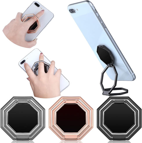 3 Pieces Cellphone Ring Holder Foldable Finger Kickstand 360° Rotation Cell Phone Stand Adjustable Phone Holder for Desk, Magnetic Car Mount, Phon...