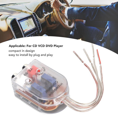 Car Speaker High to Low Converter, Wire Output Plug and Play for CD VCD DVD Player, Audio Adapter Speaker Output to Line Control, Long Service Lif...