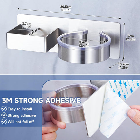 Hair Dryer Holder Wall Mounted, Hair Tool Organizer for Bathroom, Adhesive Blow Dryer Holder, Stainless steel Hair Dryer Hanger Hair Straightener ...