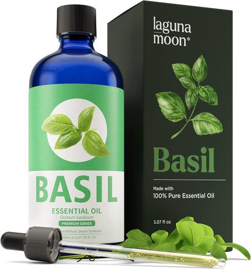 Basil Essential Oil - Pure Essential Oils for Skin, Hair, Diffusers, Humidifiers, Aromatherapy, Yoga, Massages, Home Care - Fragrance Oils for Soa...
