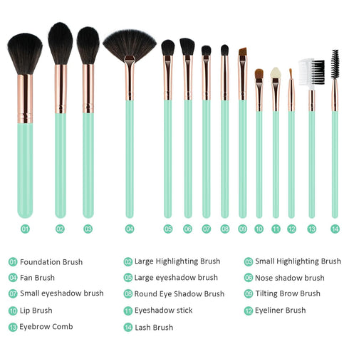 Makeup Brushes Set,Foundation Powder Brush Eyeshadow Brush Concealers Blush Face Professional Make up Brushes Kit with Gifts Box for Woman(Blue,14...