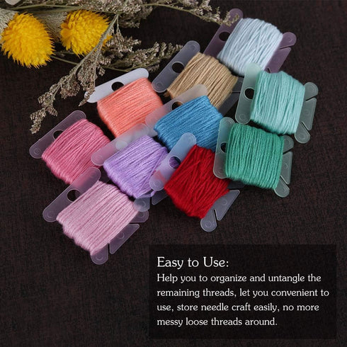 100 Pcs Plastic Floss Bobbin, Embroidery Floss Bobbins, Cross Stitch Embroidery Cotton Thread Embroidery Floss Thread Craft, White Embroidery Thre...