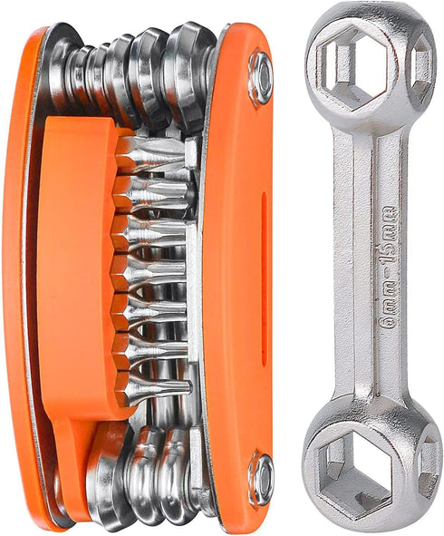 20 in 1 Bike Multitool with Bike Bone Wrench Portable Bicycle Repair Tool Kit Cycling Mechanic Multifunction Repair Tool Set Folding Metric Mainte...