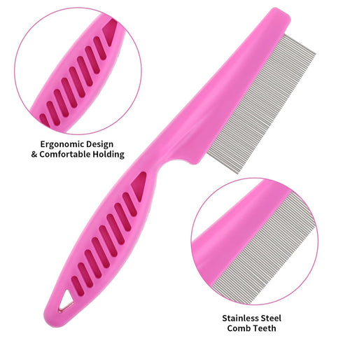 Pet Hair Comb Tear Stain Removal,2 Pack Multifunctional Pets Grooming Comb Kit 2 in 1 Dog Combs Stainless Grooming Massage Dual-Sided Comb for Kno...