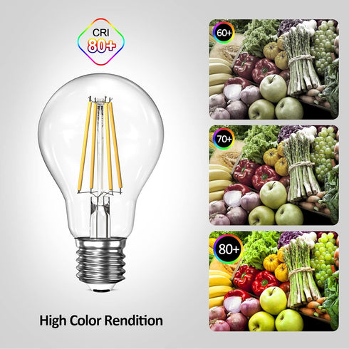 Dimmable A19 Clear LED Light Bulbs 60W Equivalent, 6W, 2700K Soft Warm Light for Table Lamp Floor Lamp Bathroom Vanity Outdoor Wall Light Fixture,...
