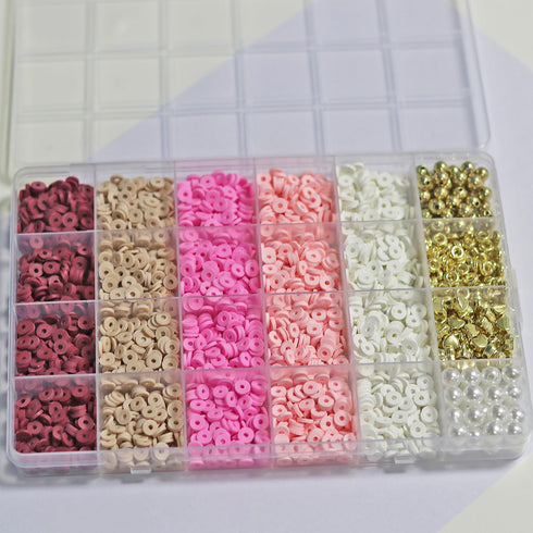 MELIUS Clay Beads Friendship Bracelet Making Kit, Polymer Beads and Spacer Beads with Pearl Beads in 24 Grid Box for Jewelry Making, DIY Bracelets...