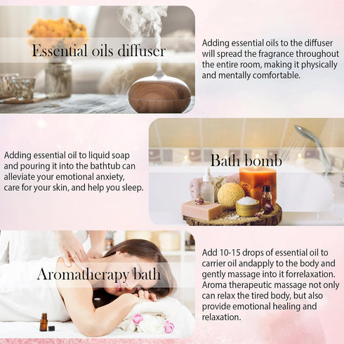 8 Pack Organic Aromatherapy Essential Oil Set, Pure Essential Oil Kit for Diffusers for Home, Peppermint, Lavender, Eucalyptus, Tea Tree,Rose, Ros...