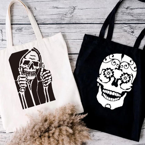 14 Pieces Skull Stencils Reusable, Scary Skeleton Stencils Fire Template Skull Flame Stencils Stencils for Painting on Wood, Wall, Canvas, Scrapbo...