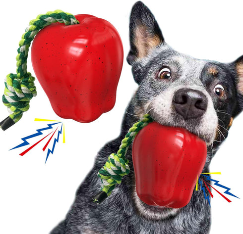 Dog Chew Toys for Aggressive-Chewers - Indestructible Dog Toy for Aggressive Chewer?Tough Chew Toys for Dogs (Rubber Red Apple)...