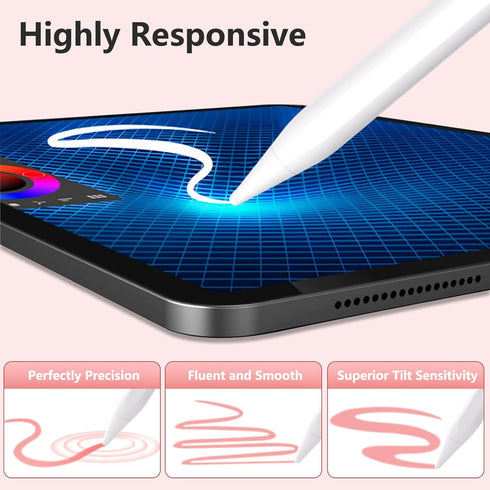 Stylus Pen for iPad with 15mins Fast Charging, Palm Rejection, Active Pencil Compatible with Apple iPad Pro 11&12.9" (2018-2022), iPad 10/9/8/7/6t...