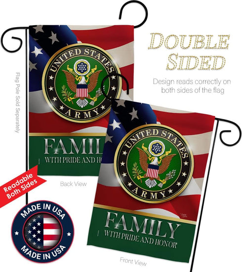 US Army Family Honor Garden Flag - Armed Forces Rangers United State American Military Veteran Retire Official - House Decoration Banner Small Yar...