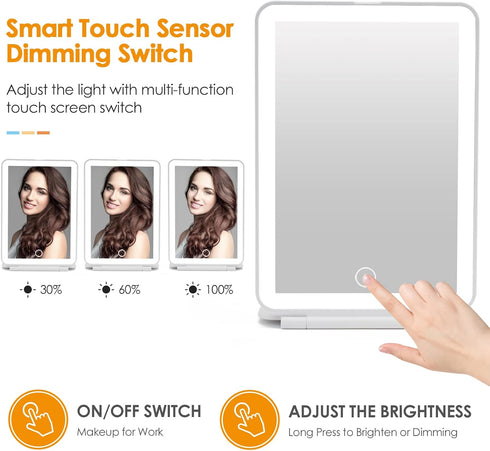 Rechargeable Travel Makeup Mirror 72 LED Lighted Makeup Mirror Travel Mirror Compact Slim LED Vanity Mirror with Lights Lighted Makeup Mirror with...