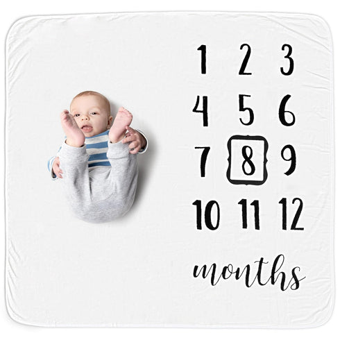 Baby Monthly Milestone Blanket, Premium 265GSM Soft Flannel Fleece Large Photography Background Blanket for Baby Boys and Girls, Photo Prop for Ne...