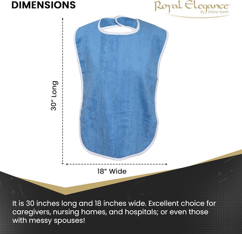 Elaine Karen 1 Pack Premium Adult Bibs for Women & Men, Eating Cloth for Elderly Seniors and Disabled, Adjustable, Terry Bib Clothing Protectors, ...