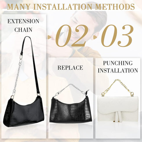 24 Pcs Purse Chain Strap D Ring Rivets Set Flat Purse Strap Extender Replacement Crossbody Chain Metal D Ring Stud Screw Post Head Buttons Handbag...