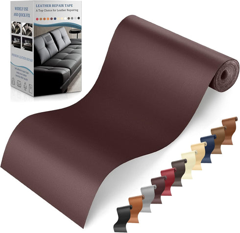YAFLC Self Adhesive Leather Repair Tape Kit, 4"x 63" Leather Repair Patch for Furniture, Leather Repair Patch for Car seat, Sofas, Couch, Boat Sea...