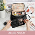 RAINSMORE Travel Makeup Bag Large Make Up Bag Waterproof Cosmetic Bag with Separate Brushes Slot Toiletry Bag for Women Portable Cosmetic Case Pou...