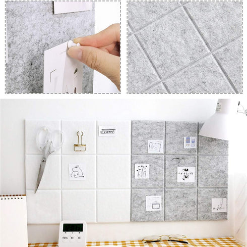 Large 11.8"x11.8" Felt Board Tiles for Wall with 30 Push Pins, Pack of 6 Pin Board Notice Boards for Home Office Kitchen, Bulletin Board Wall Tile...