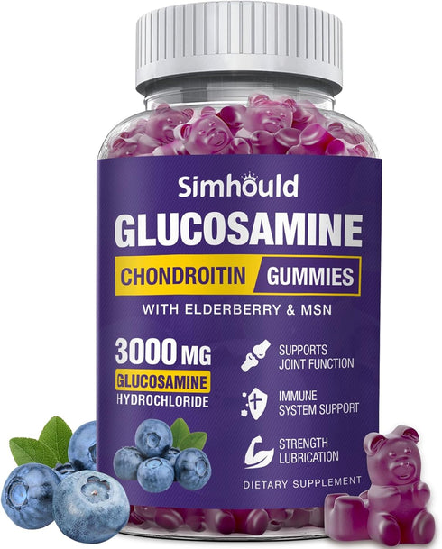 Glucosamine Chondroitin Gummies - 3000MG Extra Strength Joint Support Supplement with MSM & Elderberry, Flexibility, Antioxidant Immune Support Gu...
