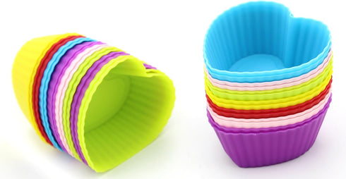 Heart Silicone Baking Cups, Heart Molds Love Cupcake Liners Large Resusable Muffin Cups, 30 Packs(Rainbow Colors)...