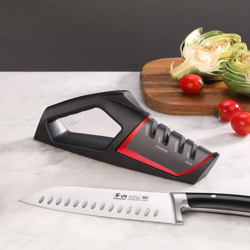 Cangshan SHARK Series 1026818 4-Stage Knife Sharpener, Red...