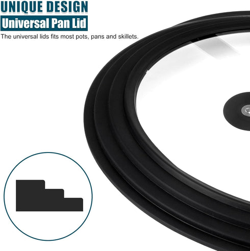 Universal Lid for Pots Pans and Skillets, Pan Cover Fit 6", 7", 8" Diameter Cookware, Silicone Replacement Pan Lid Pot Lids for Frying Pans, Cast ...
