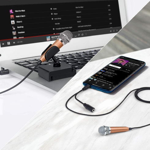 Mini Portable Vocal/Instrument Microphone for Voice Video Recording Singing,Vlogging, Podcasting, Tiny Microphone for iPhone Android Phone Compute...