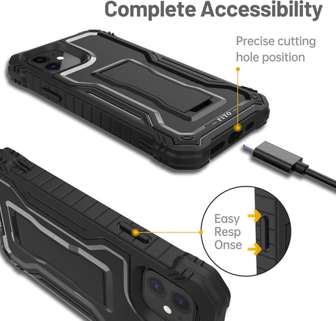 FITO Compatible with iPhone 11 Case, Dual Layer Shockproof Heavy Duty Case with Screen Protector for iPhone 11 and iPhone XR 6.1 inch, Built-in Ki...