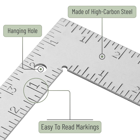 Mr. Pen- Framing Square, 8 inch x 12 inch, Silver, Carpenter Square, Carpenters Square, Right Angle Ruler, Framing Tools, L Shape Ruler, Metal Squ...