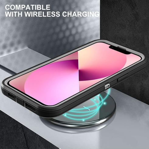 for iphone 13 Mini Case, Military Grade 3 in 1 Heavy Duty Shockproof/Drop Proof/Dust Proof Case with 2Pcs Tempered Glass Screen Protector (Black/G...