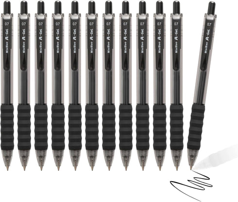 0.7mm Black Ink Gel pen Refillable & Retractable Gel Ink Rolling Ball Pens Classic Durable gel pen (Black-12 pack)...