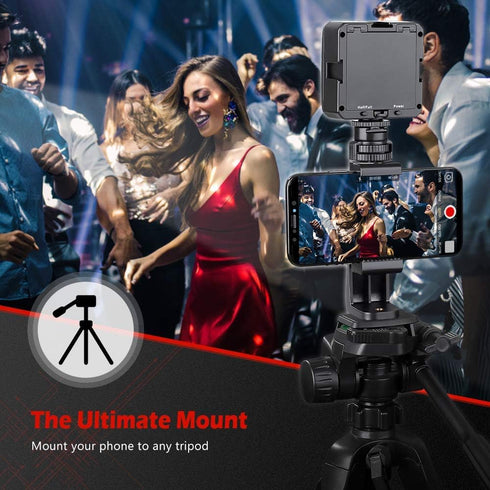 Zeadio Tripod Smartphone Mount, Cell Phone Holder Adapter Clamp with Cold-Shoe Mount, Selfie Stick and Monopod Adjustable Clamp, Fits for All iPho...