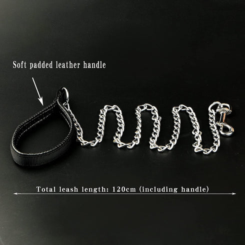 Metal Dog Leash 4FT/6FT Chew Proof Heavy Duty Dog Chain Leash for Medium Large Dogs, Comfortable Handle with Dog Waste Bag Holder, Improved Dog Sa...