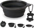 Large Collapsible Dog Bowl 1000 mL, Sturdy Reinforced Rim, includes Carabiner & Water Bottle Holder Keychain, Black...