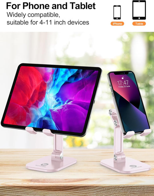 OCYCLONE Cell Phone Stand, Angle Height Adjustable iPhone Stand for Desk, Cell Phone Holder iPad Tablet Stand Compatible with iPhone 15 14 13 11 1...